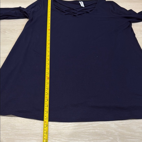 3/$10 Zenana Outfitters Blue Asymmetrical 3/4 Sleeve Tunic - Picture 5 of 8